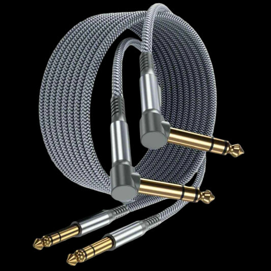 1/4" Right Angled to Straight Cable 10Ft 2-Pack