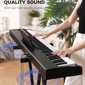 Semi-Weighted Piano Keyboard 88 Keys with Stand, Full-Size Electric Keyboard Piano for Beginners,Portable 88 Key Keyboard with 900 Tones,700 Rhythms,110 Demo Songs,Usb-Midi, FEP300X, Black