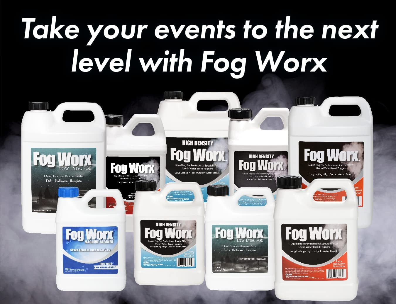 Fogworx Fog Juice - 1 Gallon of Organic Fog Fluid (128 Oz) - Medium Density, High Output, Long Lasting Fog Machine Fluid for 400 Watt to 1500 Watt Machines