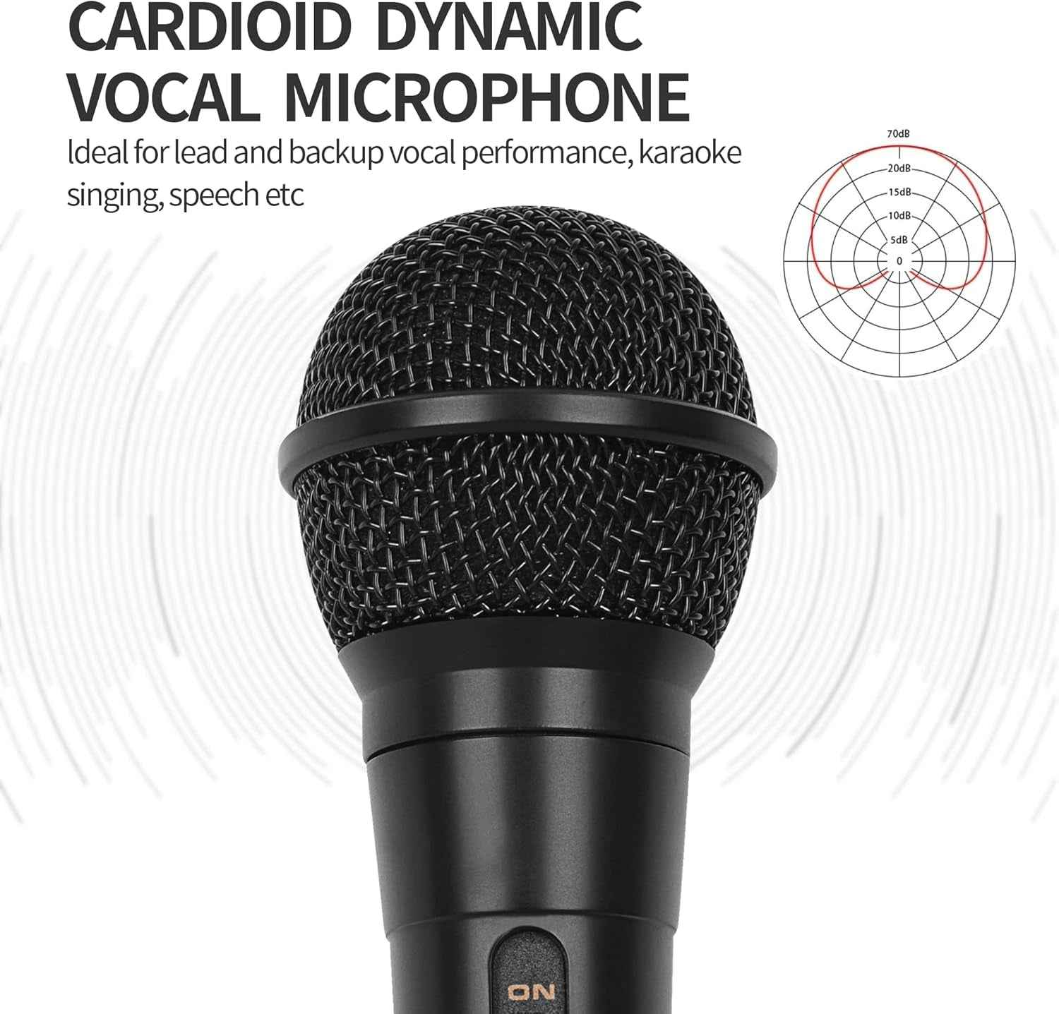 Cardioid Wired Microphone, 13Ft Cable