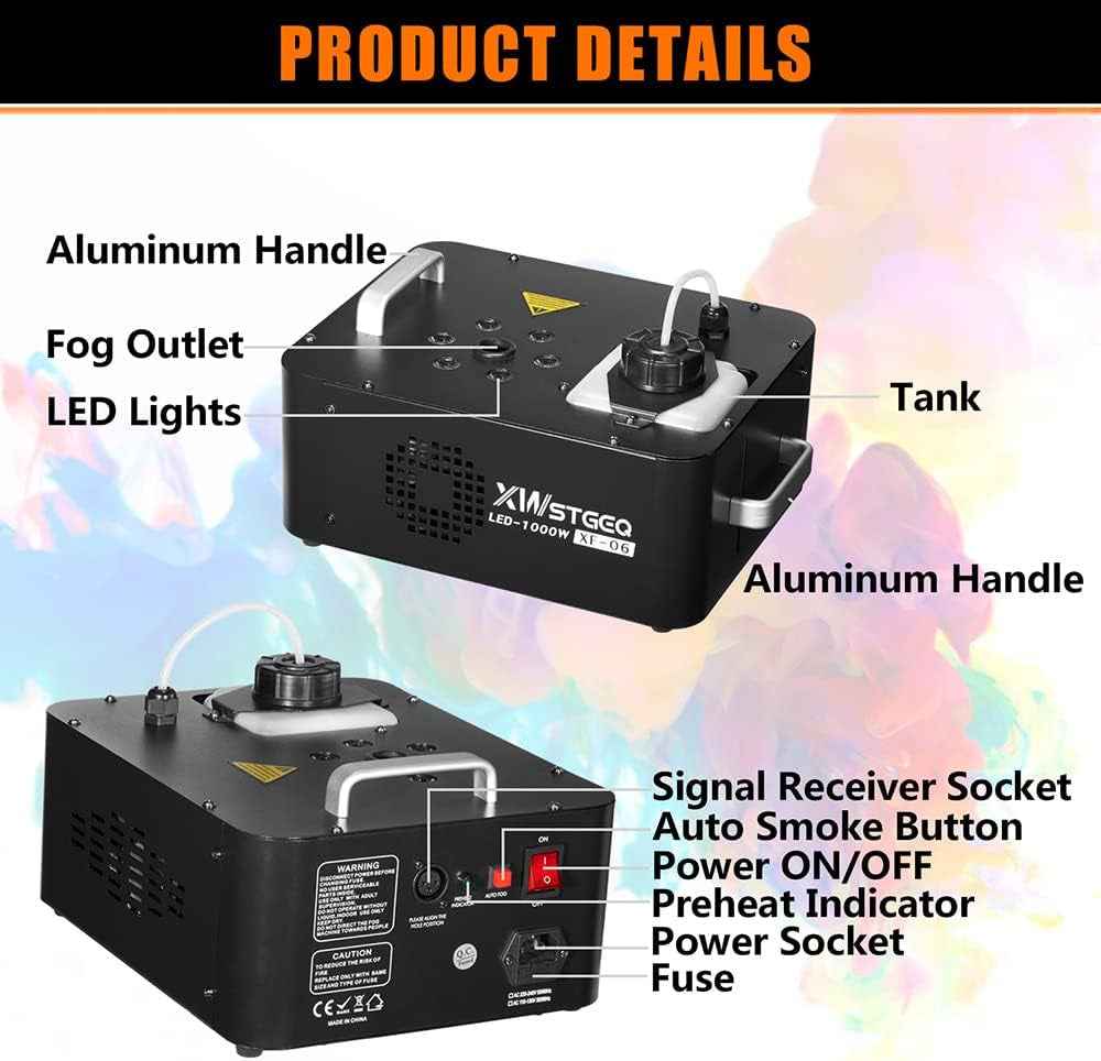 Vertical Fog Machine 1000W 6 LED Lights