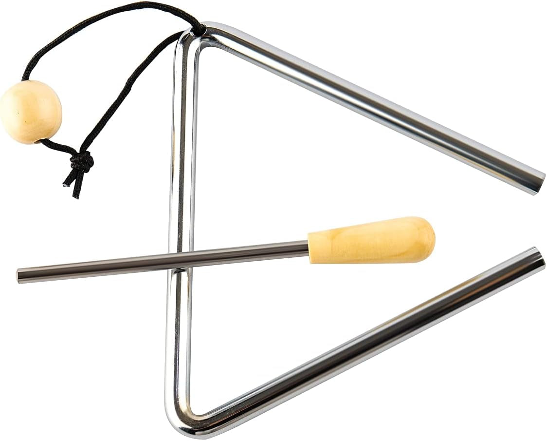 Triangle Hand Percussion with Striker, Rhythm Steel Triangles Music Instrument (5 Inch)