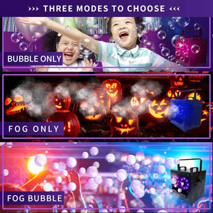 1500W Fog Bubble Machine W/ 16 LED Lights