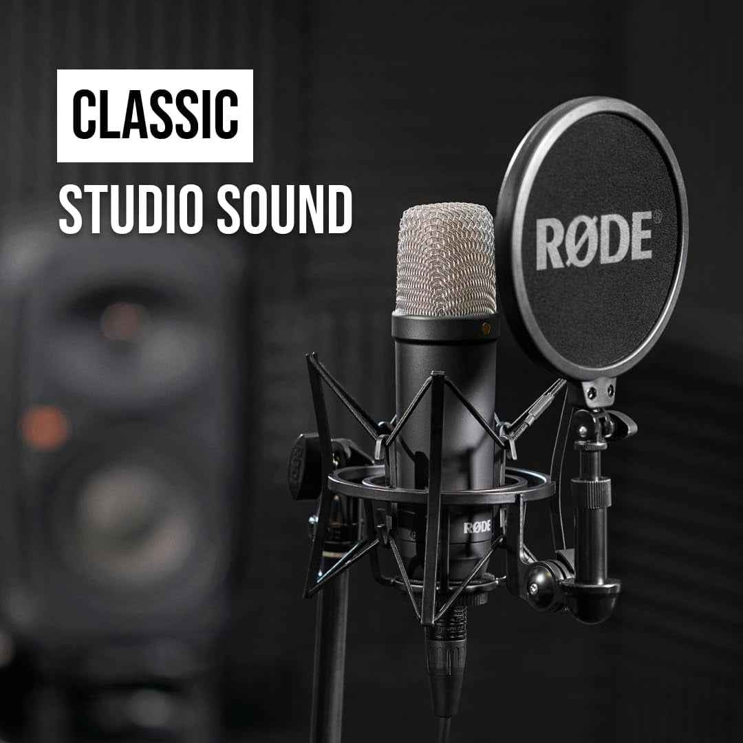 RØDE NT1 Signature Series Condenser Microphone W/ SM6 Shockmount & Pop Filter (Black)