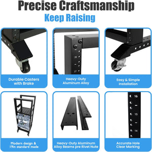 Open Rack 24U 4 Post Open Frame 19-Inch Data Network Desktop Server/Audio Rack 800MM Deep