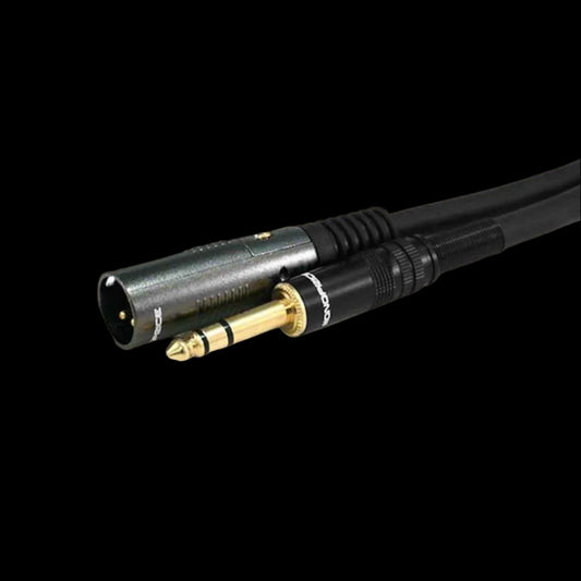 XLR Male to 1/4" TRS Cable Gold Plated 6 Ft