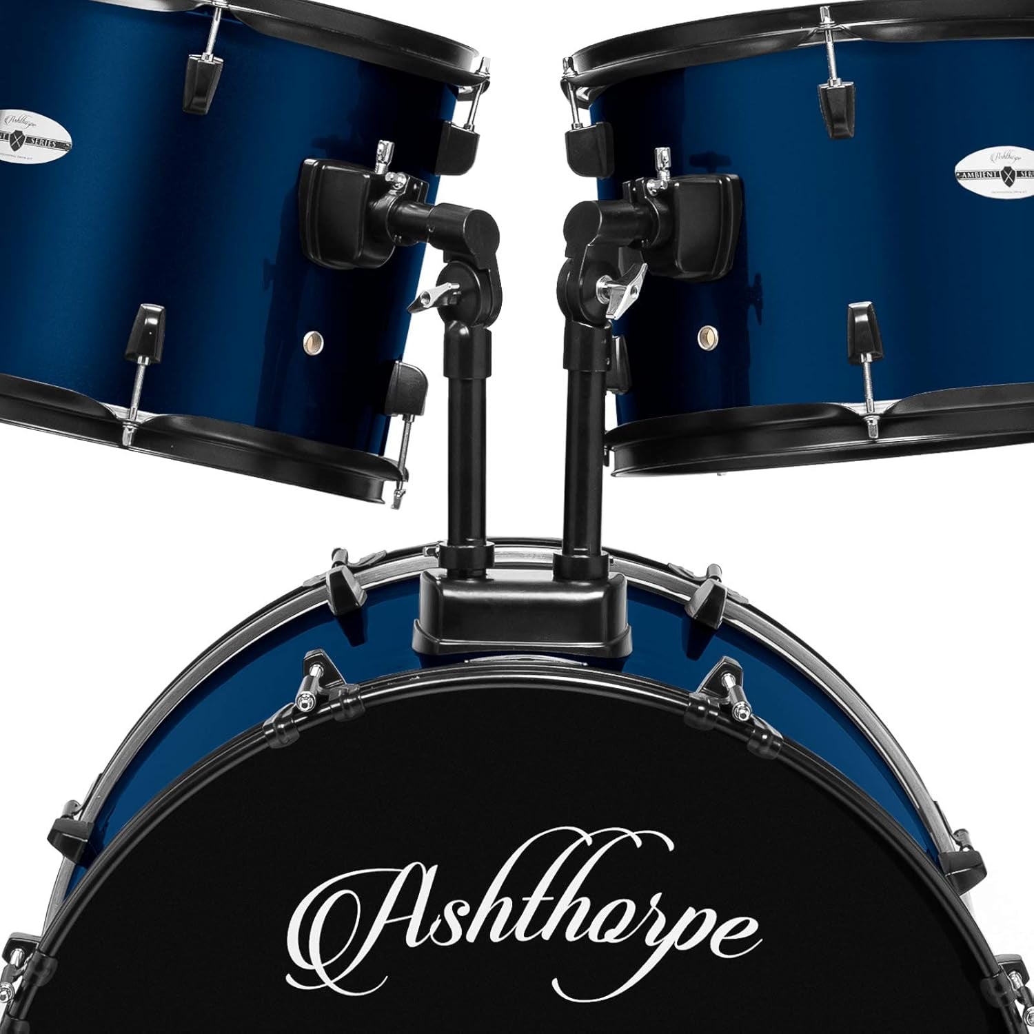 5-Piece Complete Full Size Adult Drum Set with Remo Batter Heads - Blue