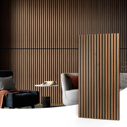 2 Wood Slat Acoustic Panels Walnut Wood Finish