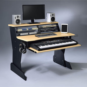 BE200 Series Music Studio Desk Workstation with 2 X 4U Rack (Natural Oak)