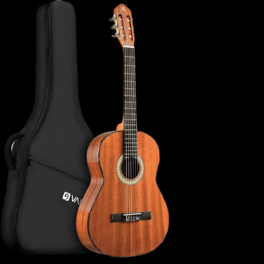 Classical Guitar 4/4, 39 Inch Full Size Nylon String Guitar for Beginner Adults, Guitar Bundle with Gig Bag & Footstool, Sapele Brown, by