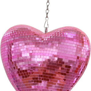 Mirror Disco Ball with Chain, Heart 8 Inch Pink Disco Ball Reflective Mirror Ball Hanging Ornament for Birthday Wedding Party Decor, Disco Ball Ornaments