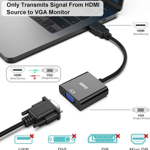 HDMI to VGA, Gold-Plated Adapter (Male to Female)