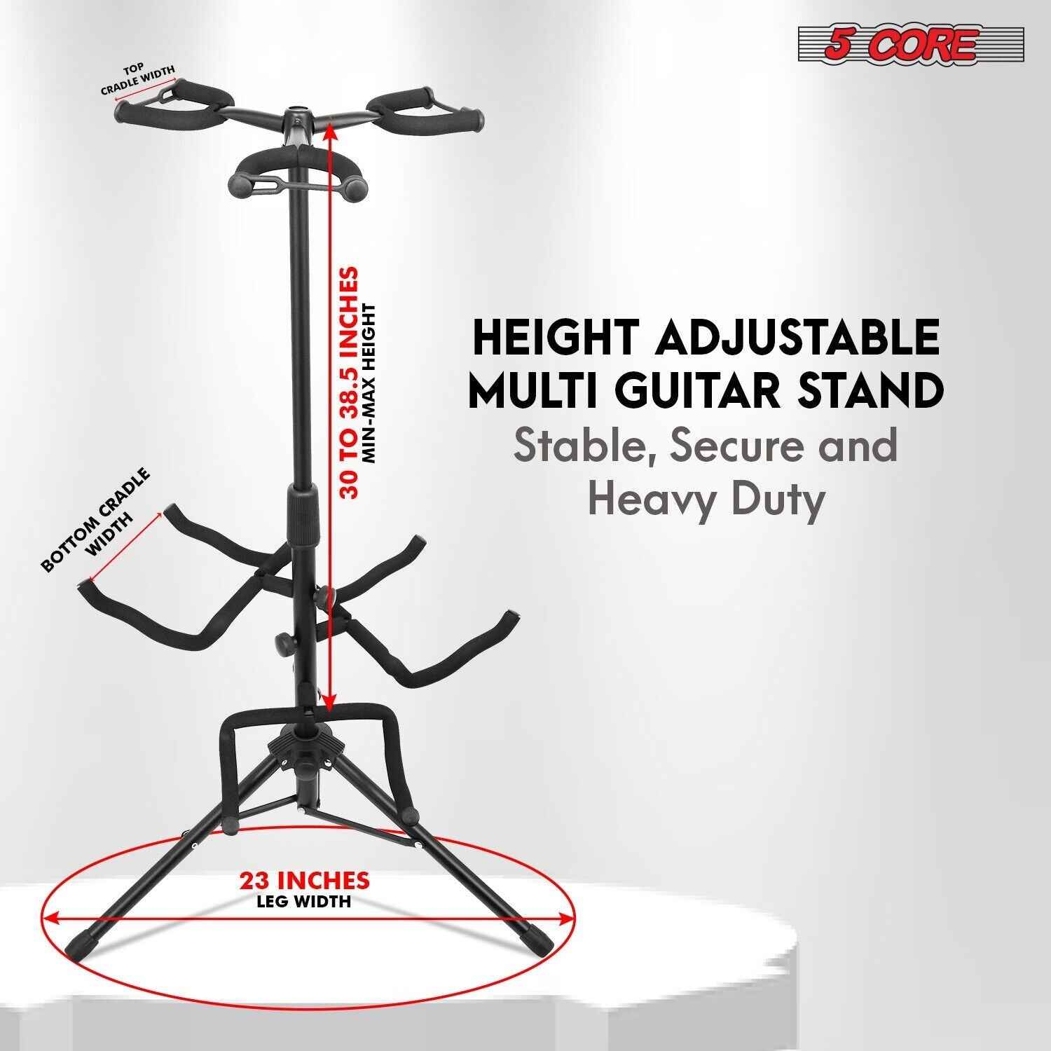 5Core Guitar Stand Floor Tripod Portable Adjustable Multi Guitars Holder