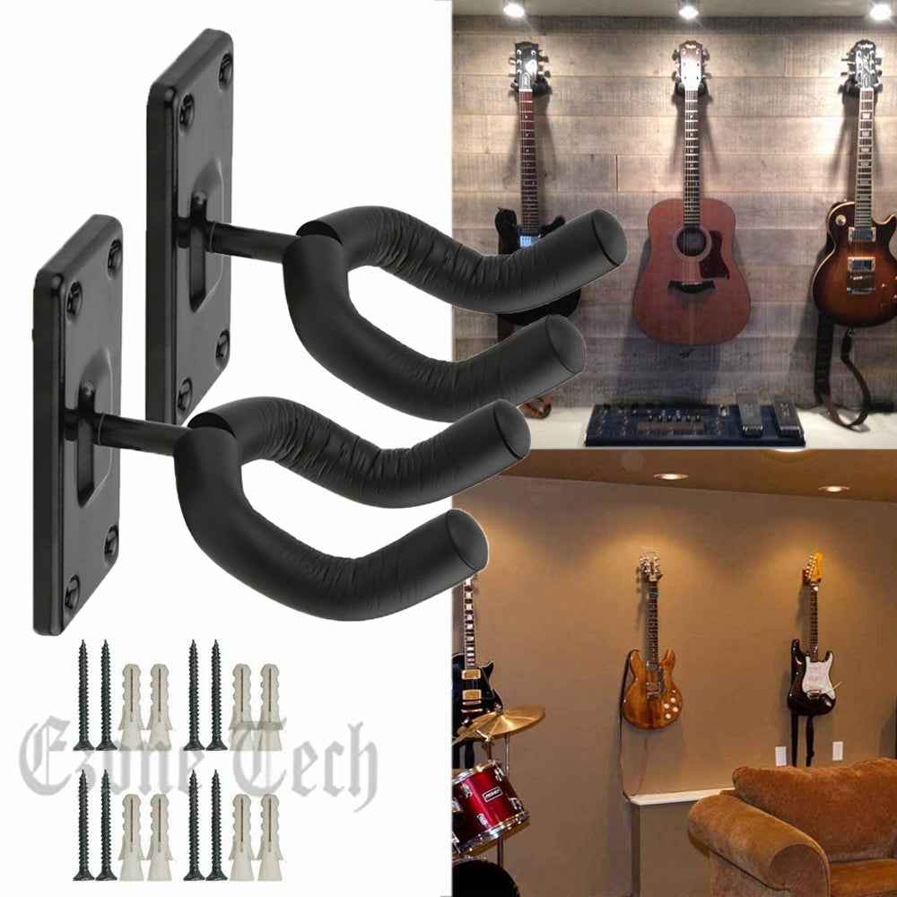 2Pcs Guitar Hangers Rack Adjustable Instrument Display Wall Mount Holder Hook US