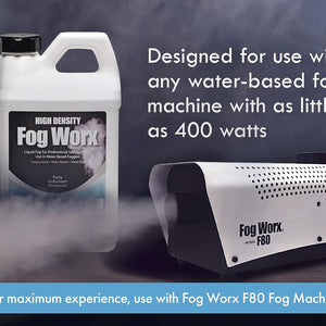 Fogworx Extreme High Density Fog Juice - Long Lasting, High Output, Water Based Fog Machine Fluid - Half Gallon, 64Oz