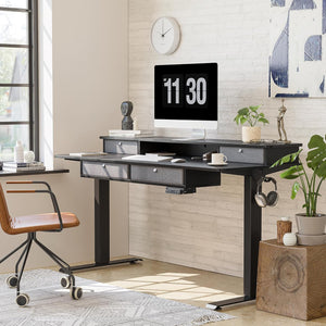 Adjustable Electric Standing Desk with Storage Drawers - 55