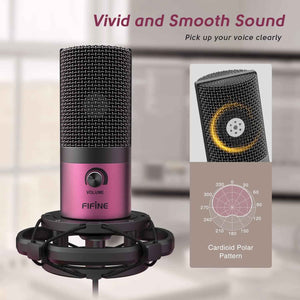 USB Condenser Microphone Kit Rose Red W/ Boom Stand