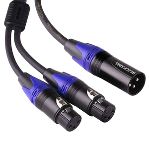 XLR Splitter Cable Male to 2 Female 1Ft