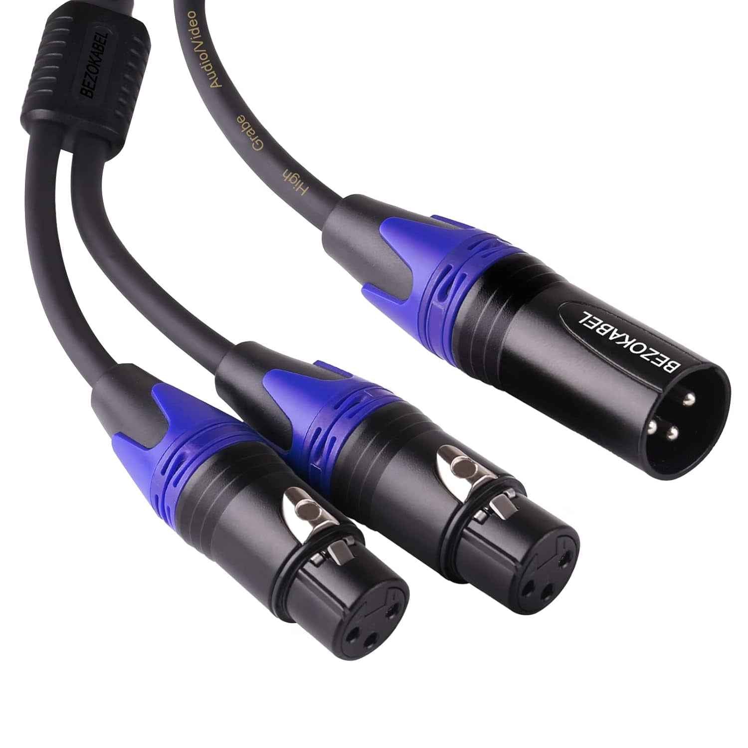 XLR Splitter Male to 2 Female Cable 10Ft