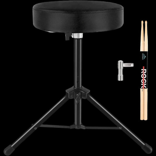 Drum Throne,Padded Drum Seat Drumming Stools with Anti-Slip Feet for Adults and Kids Drummers (Black)