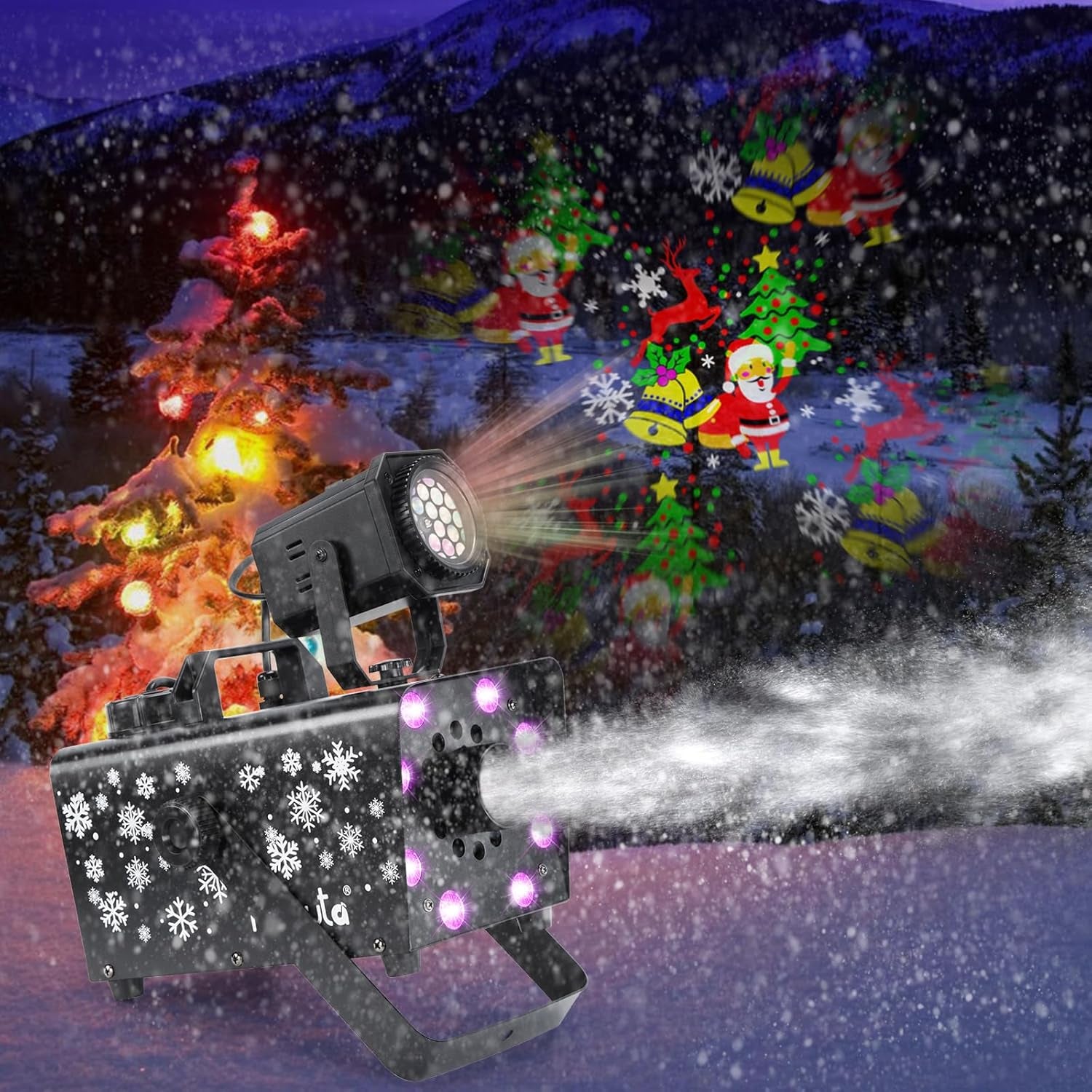 Upgraded 800W Snow Machine with 8 LED RGB Lights, LED Projection, and 2 Wireless Remotes, Perfect for Christmas, Halloween,Parties, Wedding and DJ Stage …