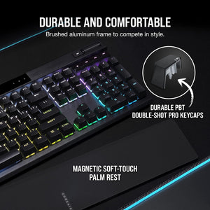 K70 RGB PRO Wired Mechanical Gaming Keyboard (Cherry MX RGB Red Switches: Linear and Fast, 8,000Hz Hyper-Polling, PBT Double-Shot PRO Keycaps, Soft-Touch Palm Rest) QWERTY, NA - Black