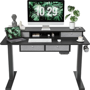 Adjustable Electric Standing Desk with Storage Drawers - 55