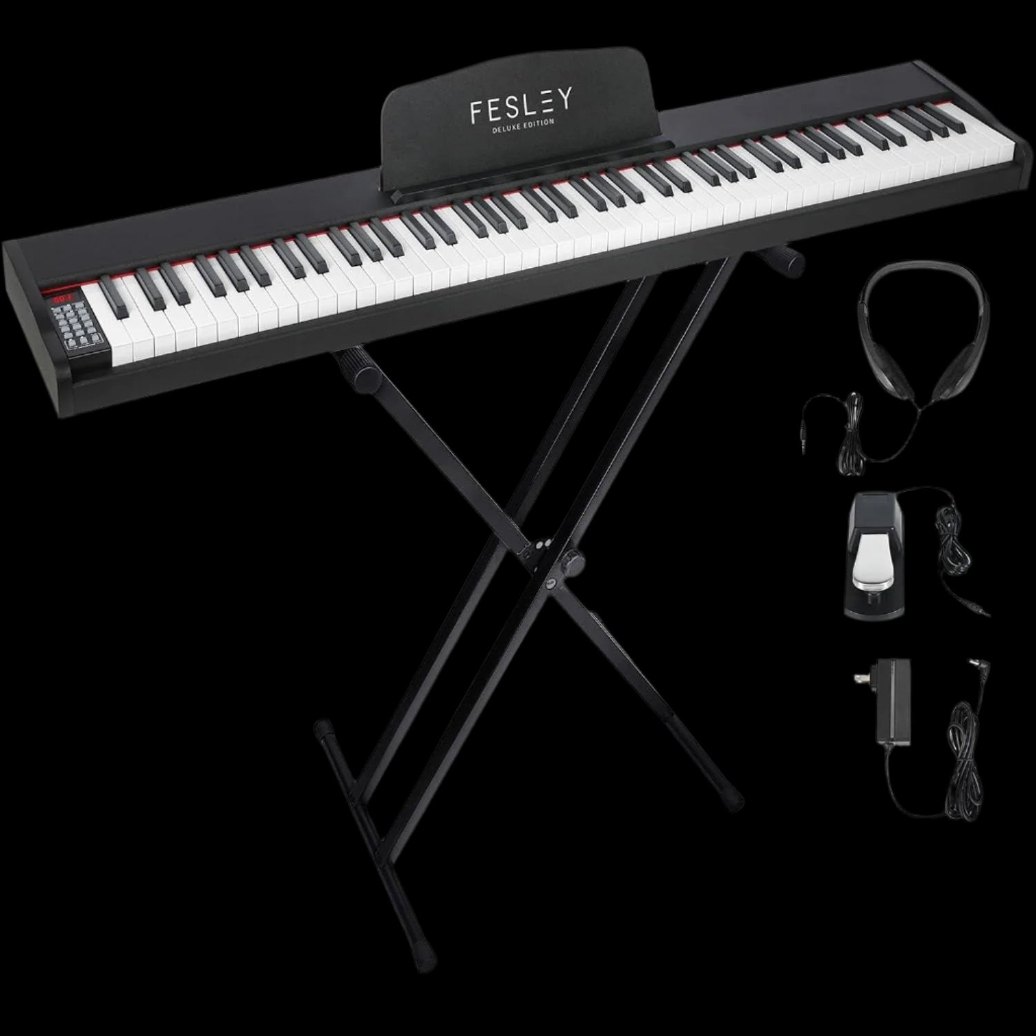 Semi-Weighted Piano Keyboard 88 Keys with Stand, Full-Size Electric Keyboard Piano for Beginners,Portable 88 Key Keyboard with 900 Tones,700 Rhythms,110 Demo Songs,Usb-Midi, FEP300X, Black