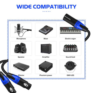 XLR Splitter Cable Male to 2 Female 1Ft