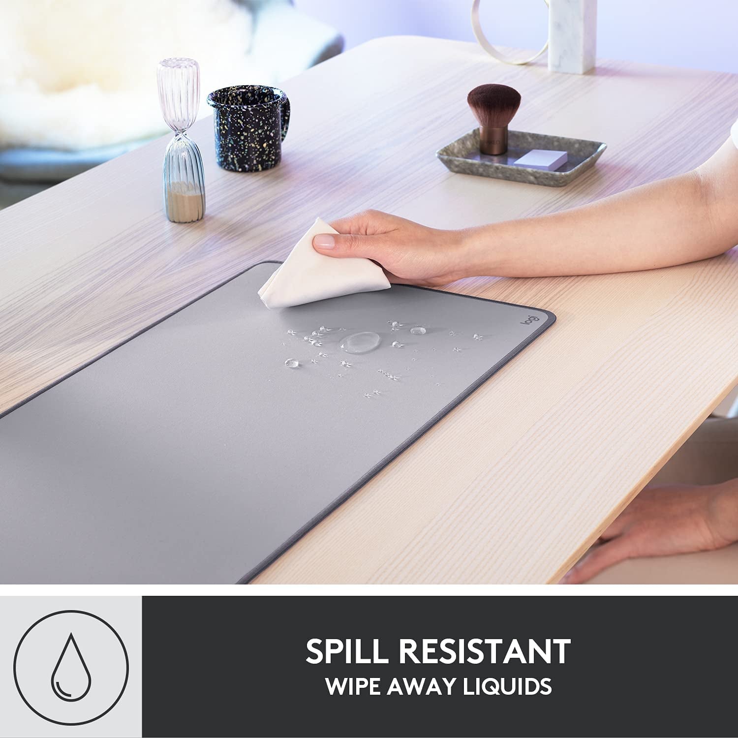 Desk Mat - Studio Series, Multifunctional Large Desk Pad, Extended Mouse Mat, Office Desk Protector with Anti-Slip Base, Spill-Resistant Durable Design, in Mid-Grey