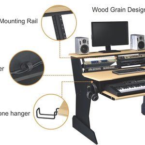 BE200 Series Music Studio Desk Workstation with 2 X 4U Rack (Natural Oak)