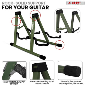 5Core Double Guitar Stand Floor a Frame Folding Acoustic Electric Guitars Holder