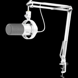 Dynamic Microphone with Boom Arm, Studio Vocal XLR Microphone, Podcast USB Mic Kit for PC with Mute Button, Volume Knob, Headphone Jack, for Streaming Recording-Amplitank K688CT White