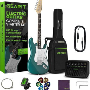 GI-150 Canyon Series 6 String Electric Guitar (Riptide Blue) Bundle with Tuner, Gig Bag, and Guitar Strap, Cable, Picks, and Strings