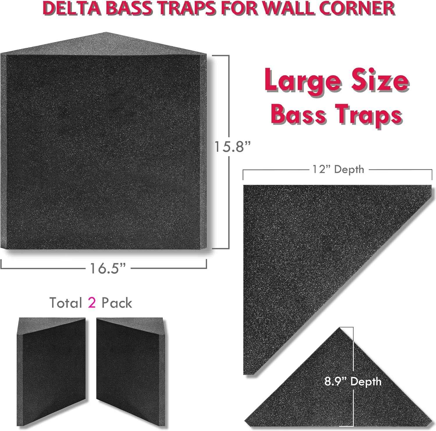 Foam Bass Traps Wedges 2 Pack