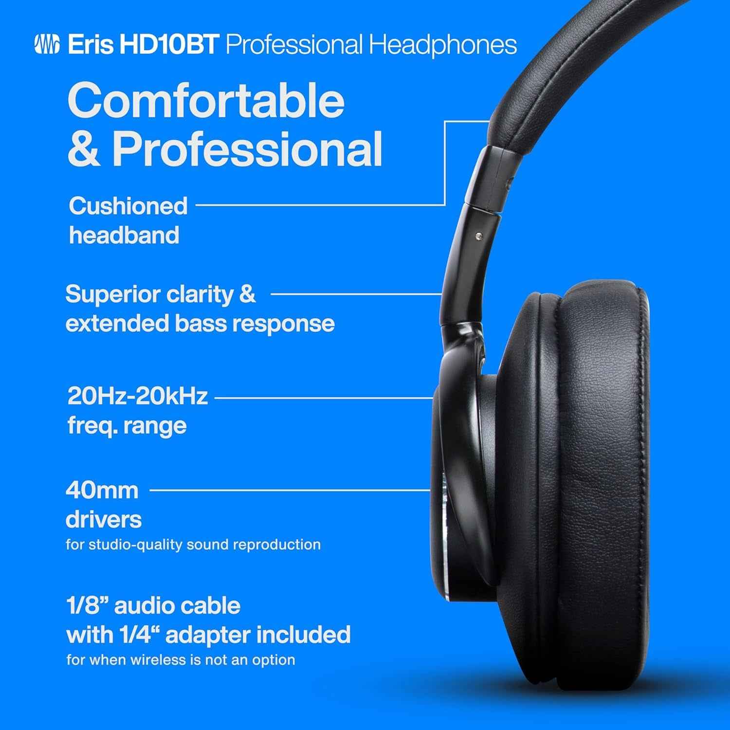 Eris HD10BT Professional Headphones with ANC & Bluetooth