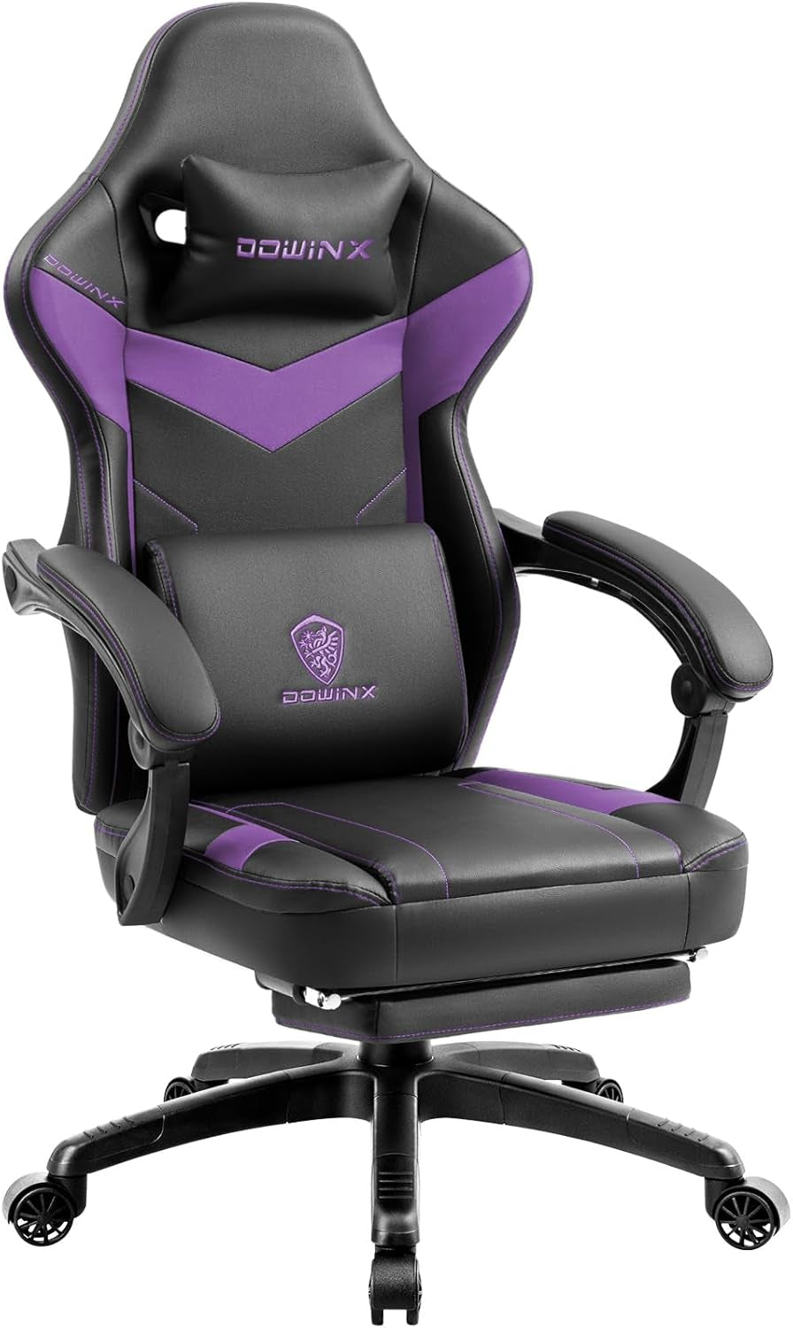 Gaming Chair with Pocket Spring Cushion, Ergonomic Computer Chair High Back, Reclining Game Chair Pu Leather 350LBS, Black