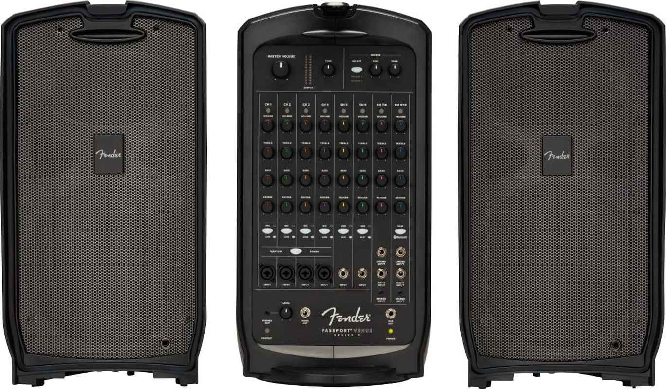 Passport Venue S2 Portable PA System Bundle with Compact Speaker Stands, XLR Cable, and Instrument Cable