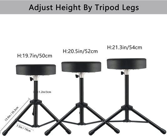 Drum Throne,Padded Drum Seat Drumming Stools with Anti-Slip Feet for Adults and Kids Drummers (Black)