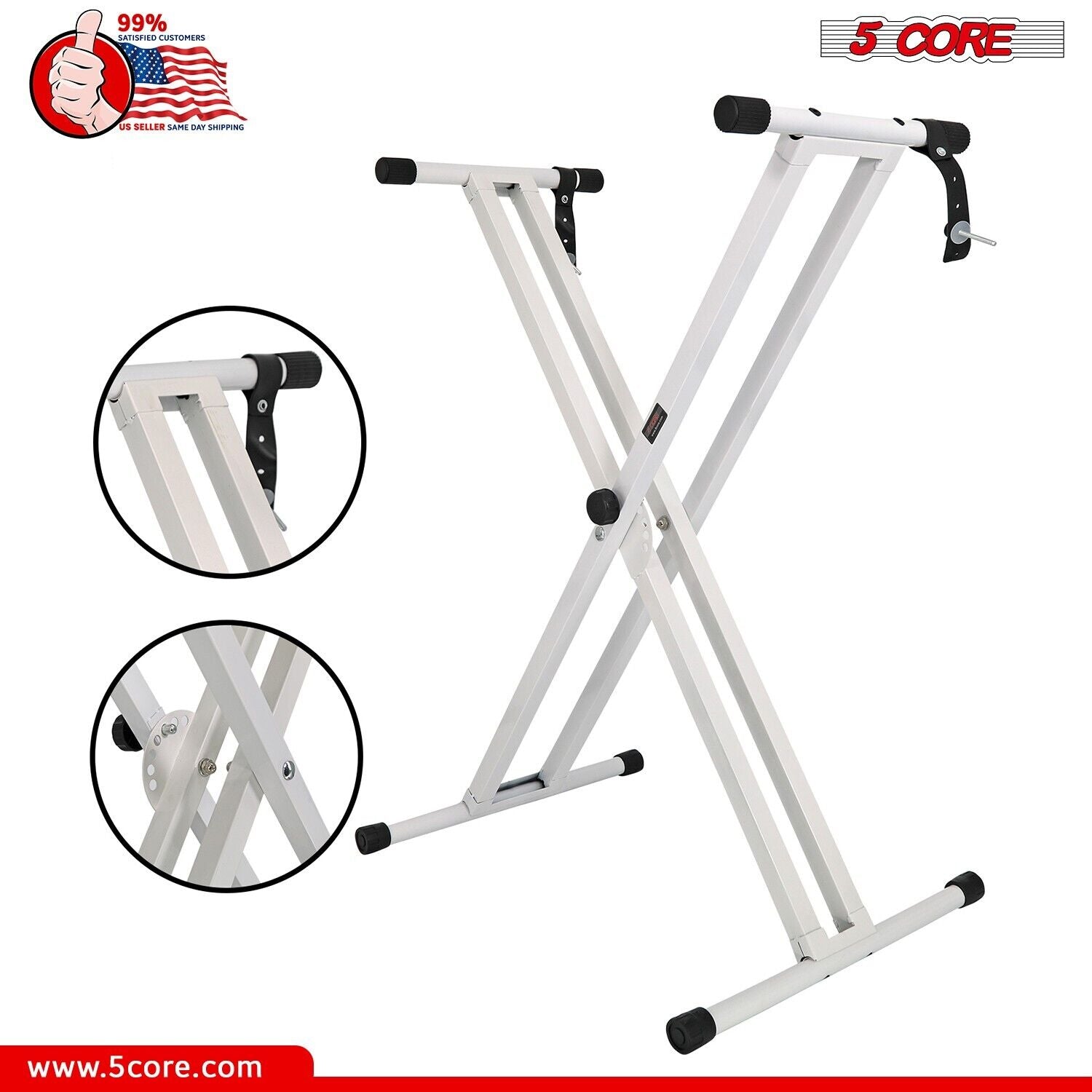 5Core Adjustable Keyboard Stand Electric Piano X Brace Stand Metal Dual Tuberack