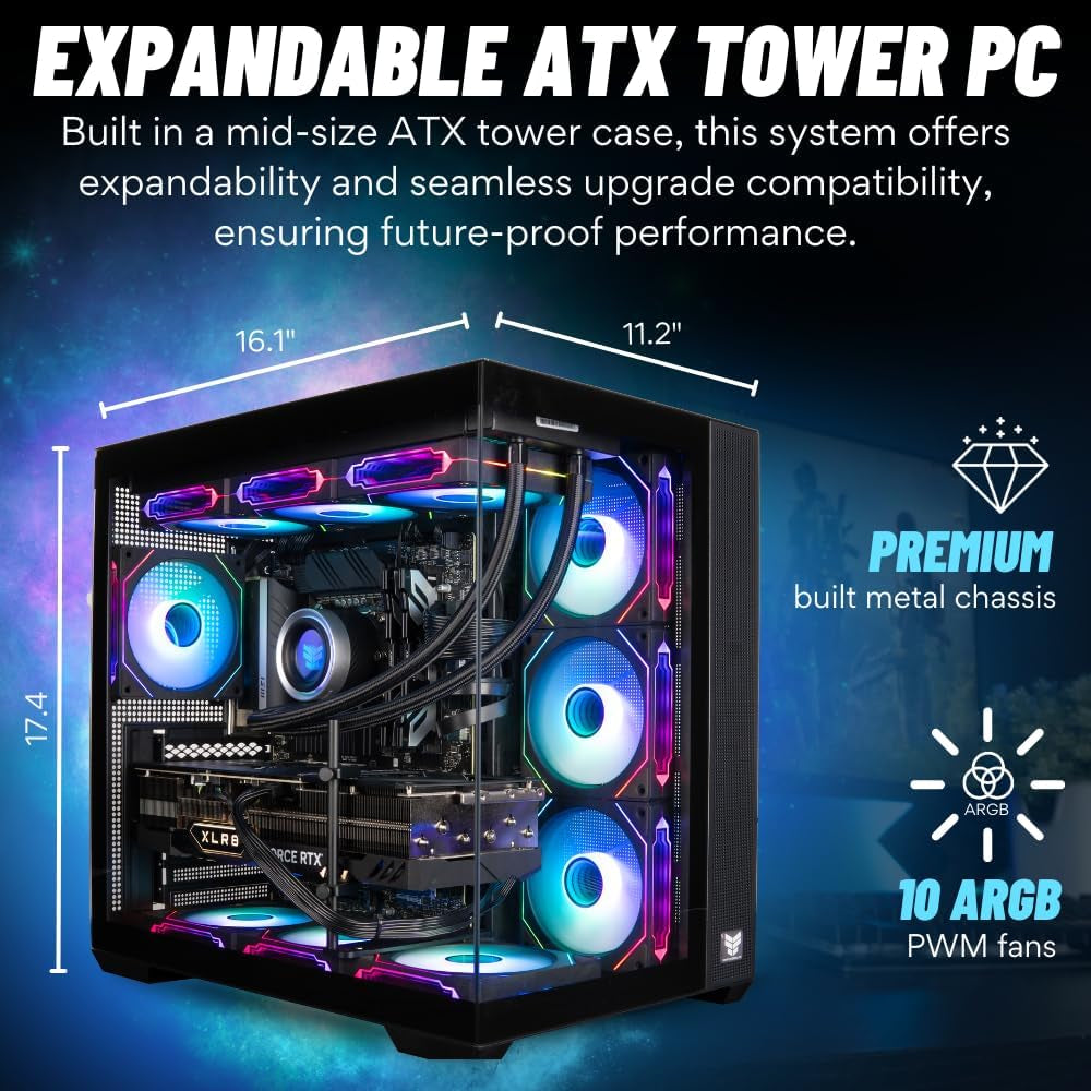 Panorama Gaming PC Desktop (NVD Geforce RTX 5080, Intel 24-Core I9-14900Kf Processor, 64GB DDR5 RAM, 2TB Performance Nvme SSD, Wifi 6E + BT, Windows 11 Pro) Best Prebuilt Tower RGB Computer for Gamers