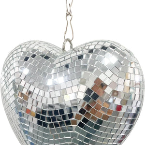 Mirror Disco Ball with Chain, Heart 8 Inch Pink Disco Ball Reflective Mirror Ball Hanging Ornament for Birthday Wedding Party Decor, Disco Ball Ornaments