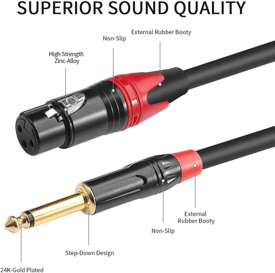 XLR Female to Dual 1/4" Male Y Splitter Cable 3.3 Ft