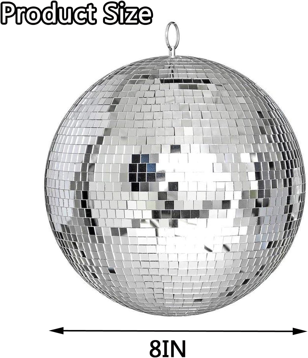 Mirror Disco Ball - 8-Inch Cool and Fun Silver Hanging Party Disco Ball –Big Party Decorations, Party Design