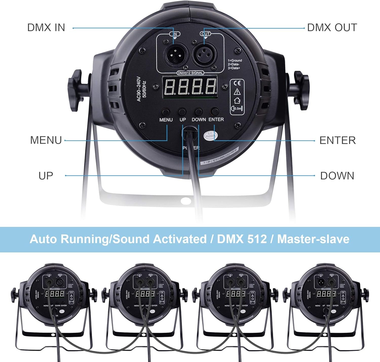 DJ Lights DMX Sound Activated, 54 X 3W LED Par Lights RGB Stage Lights DMX, DJ Par Lights for Church, Concert, Wedding, Party, Bar, Stage Lighting (1)