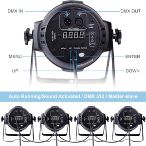 DJ Lights DMX Sound Activated, 54 X 3W LED Par Lights RGB Stage Lights DMX, DJ Par Lights for Church, Concert, Wedding, Party, Bar, Stage Lighting (1)