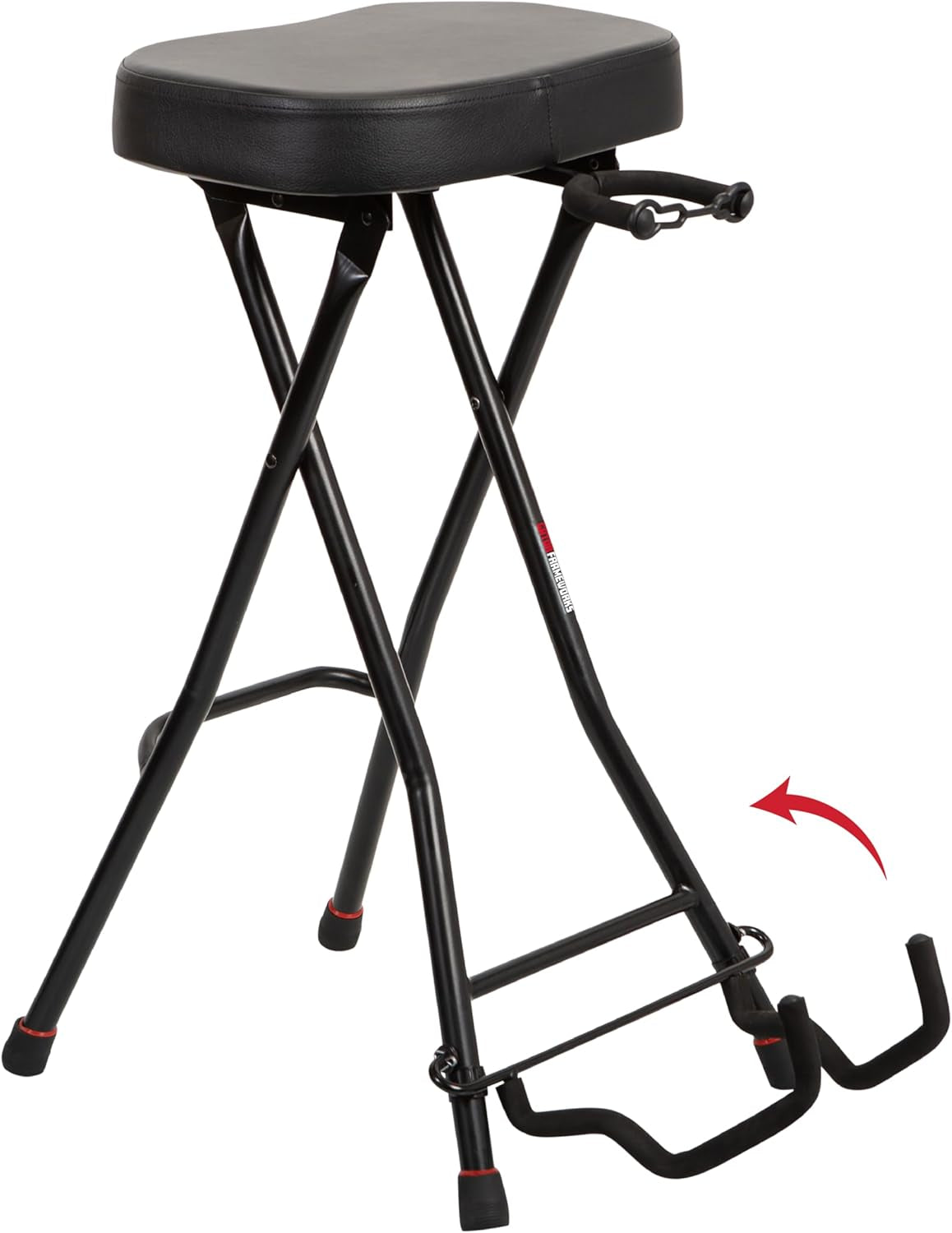 Seat with Padded Cushion, Ergonomic Backrest & Fold Holds Electric Acoustic Guitar Stand (GFW-GTR