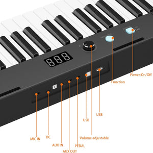 Keyboard Piano, 61 Key Piano Keyboard, Semi-Weighted Keys, Digital Music Keyboard with Power Supply, Piano Stand, Stool and Microphone, Electronic Music Keyboard for Beginners