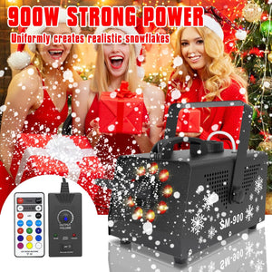 900W Snow Machine with 9 Lights Christmas Gift,High Output Fake Snow Machine with Remote,Snow Machine Indoor,Outdoor Snow Making Machine,Snow Maker Machine,Snowflake Machine Parade,Party