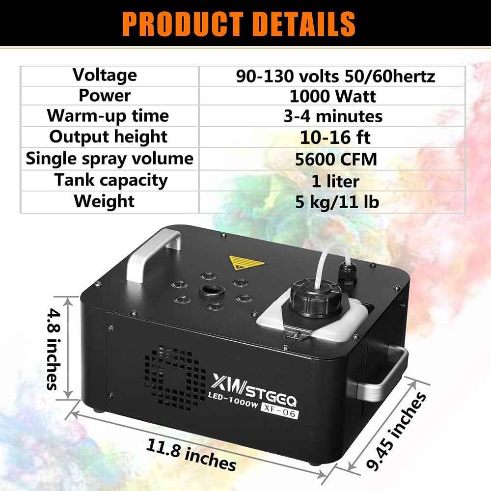 Vertical Fog Machine 1000W 6 LED Lights